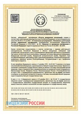 Приложение к сертификату для ИП Кимры Сертификат СТО 03.080.02033720.1-2020